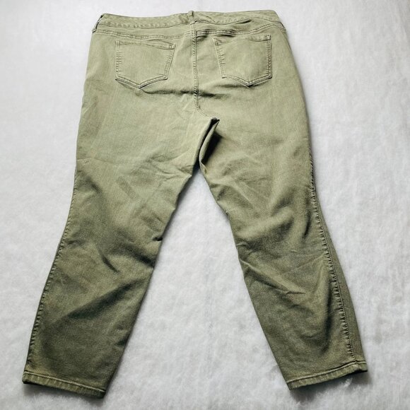Torrid Denim Womens Olive Green Button Fly Skinny Leg Modern Crop Jeans Size 20 - Picture 2 of 9